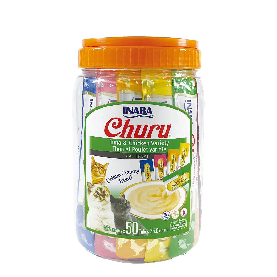 50 sobres x 14 g Churu Snack Cremoso Variedades de Pollo para gatos
