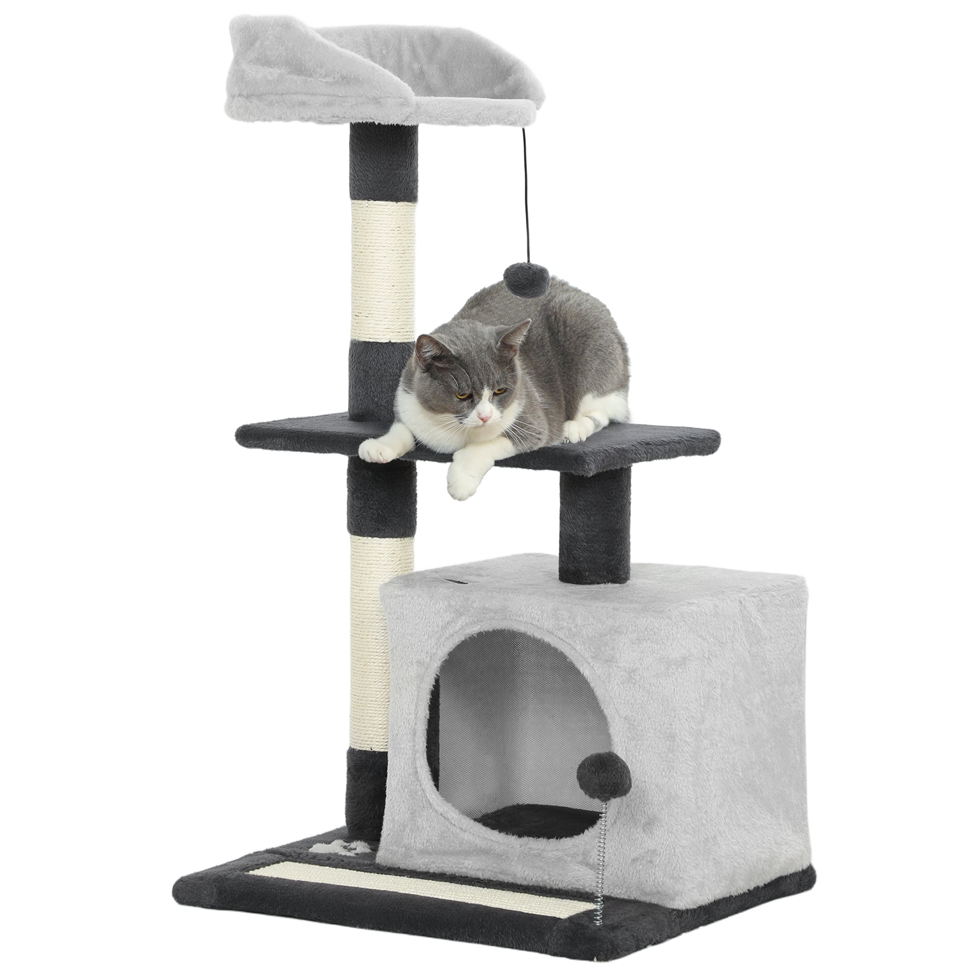PawHut Árbol para Gatos Gris Claro y Negro