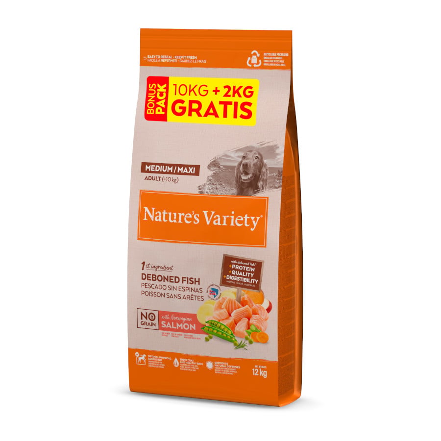 Natures Variety No Grain Adult Medium Maxi Salmón pienso para perros