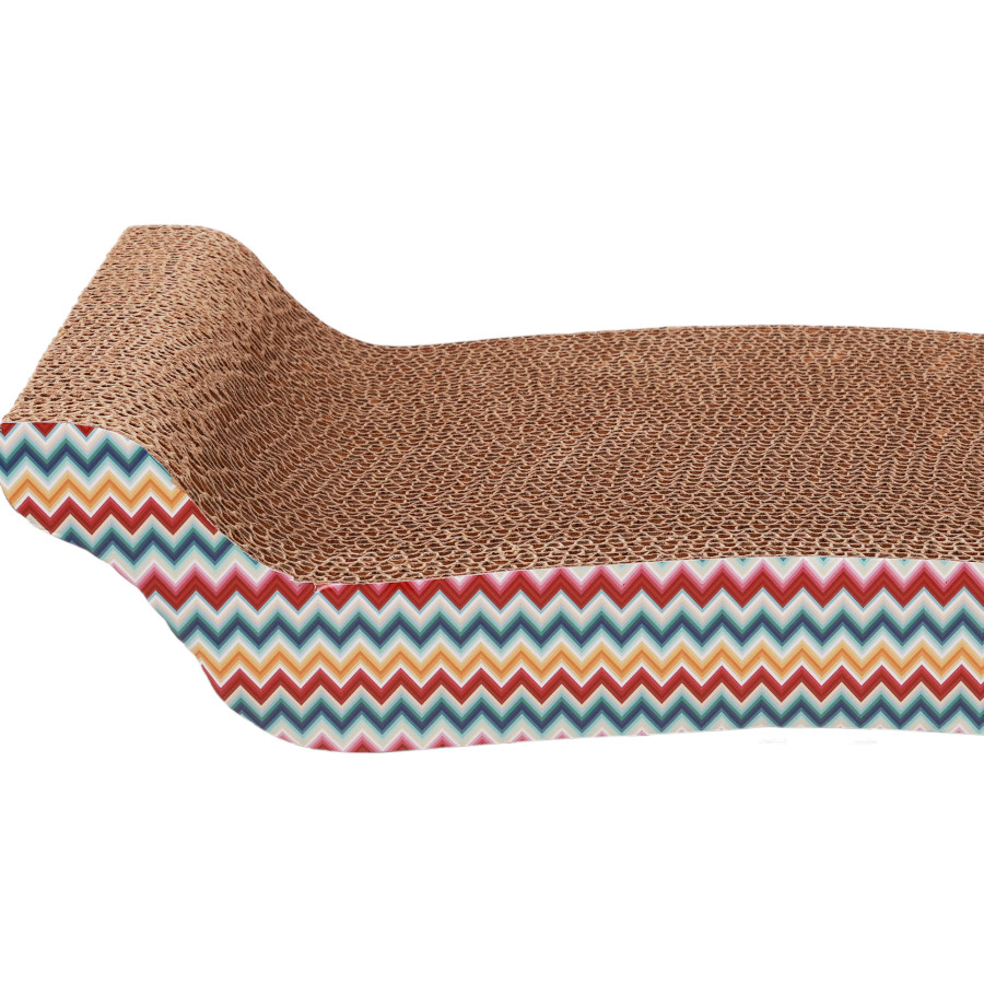 Leeby Remy Rocker rascador horizontal de cartón con estampado de colores para gatos