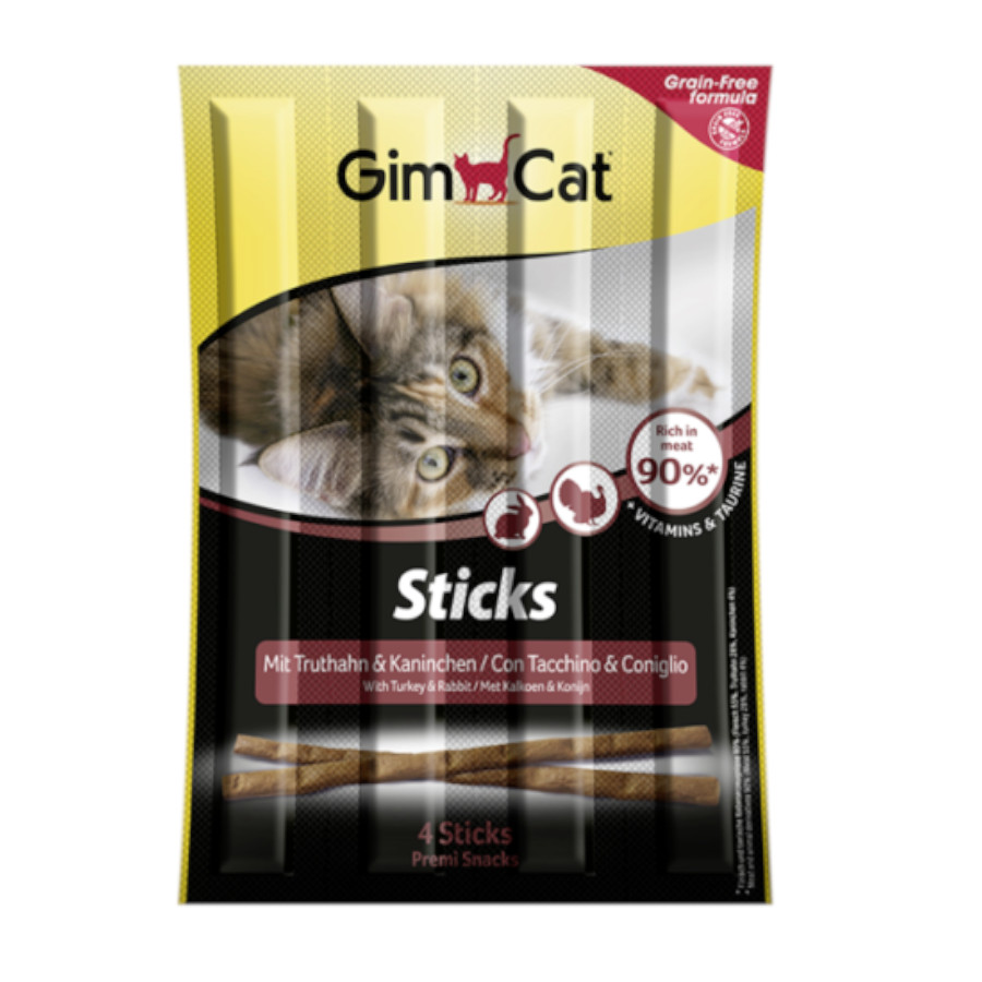 4 barritas GimCat Palitos Pavo y Conejo para gatos