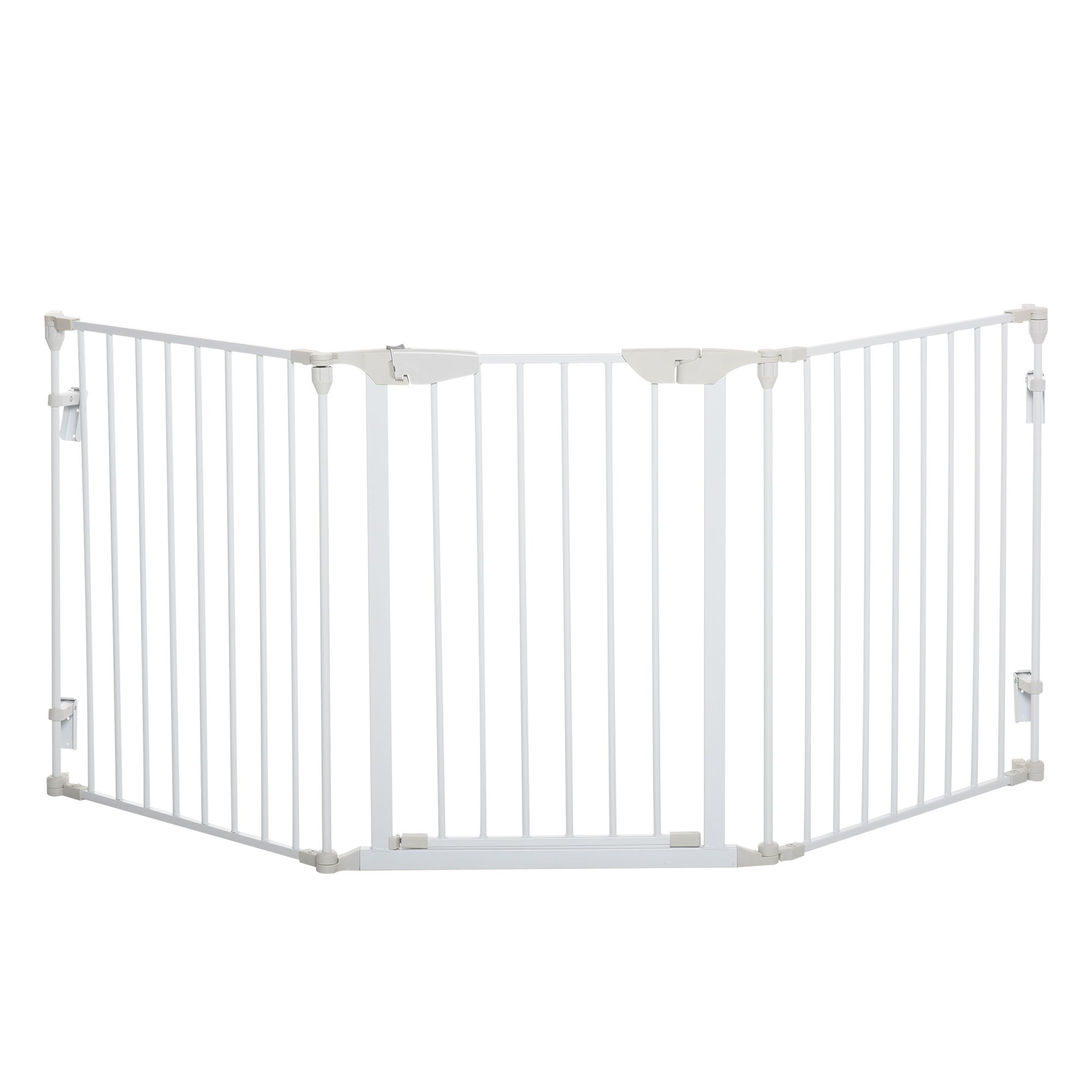 PawHut Barrera para Perros Plegable Valla para Mascotas de 3 Paneles con Cierre Inteligente Barrera de Seguridad para Escalera Pasillo 180×74,5 cm