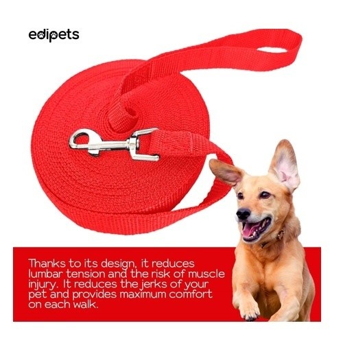 Edipets correa de adiestramiento larga de naylon roja para perros, , large image number null