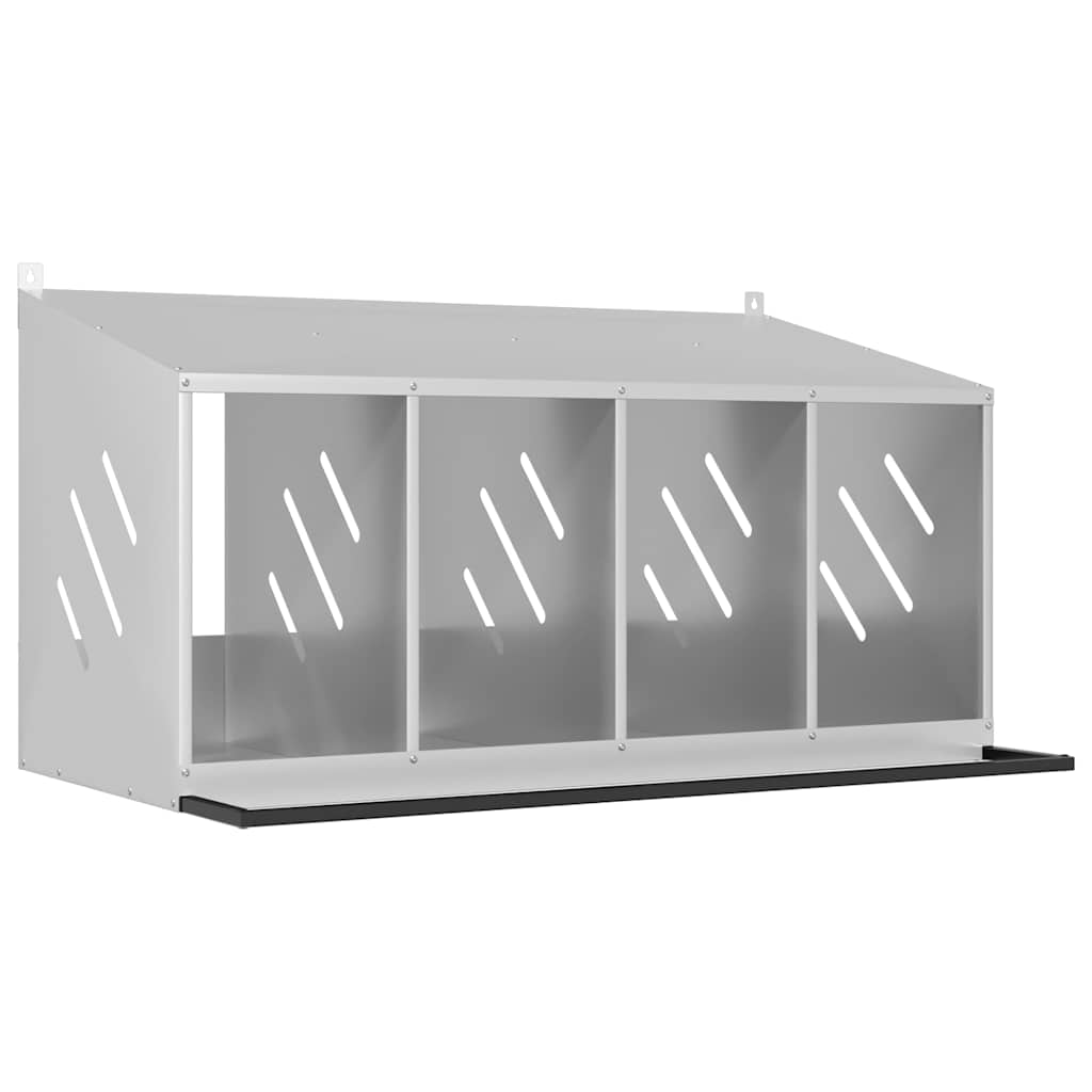 vidaXL Nido para gallinas con 2 compartimentos plateado galvanizado