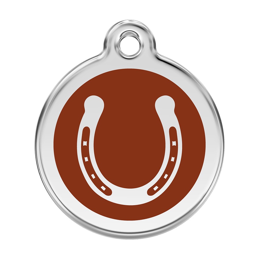 Placa identificativa Acero Inoxidable Esmalte Herradura Marron para perros