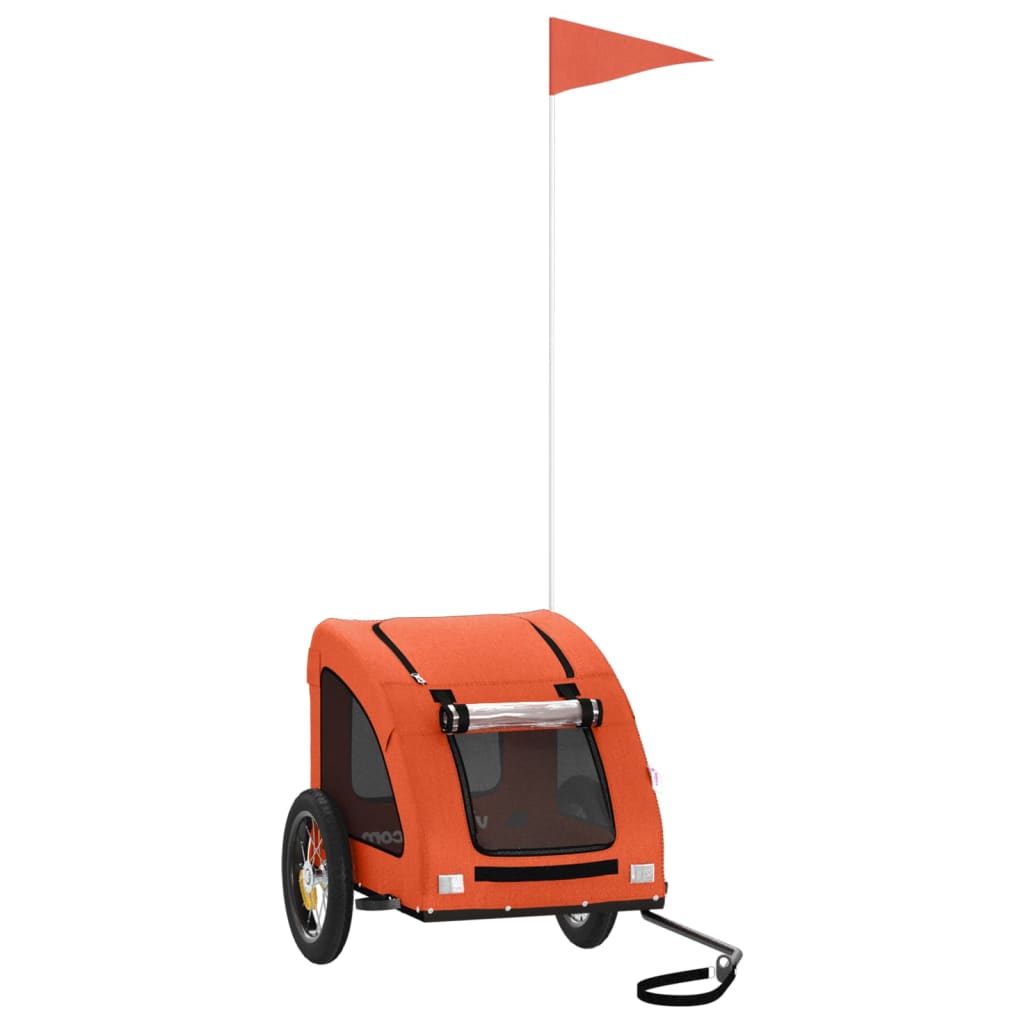 vidaXL Remolque de bicicleta para perros hierro y tela Oxford naranja