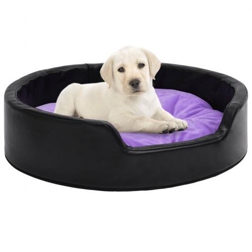 Cama perros felpa y cuero sintético negro morado 99x89x21 cm Vidaxl Negro