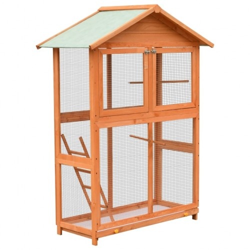 Vidaxl Jaula de madera maciza para pájaros color Marrón y Verde