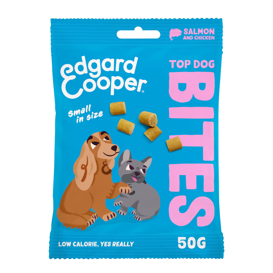 2 bolsitas x 50 g Edgard & Cooper Bocaditos Mini de Salmón y Pollo para perros ¡Pack ahorro!
