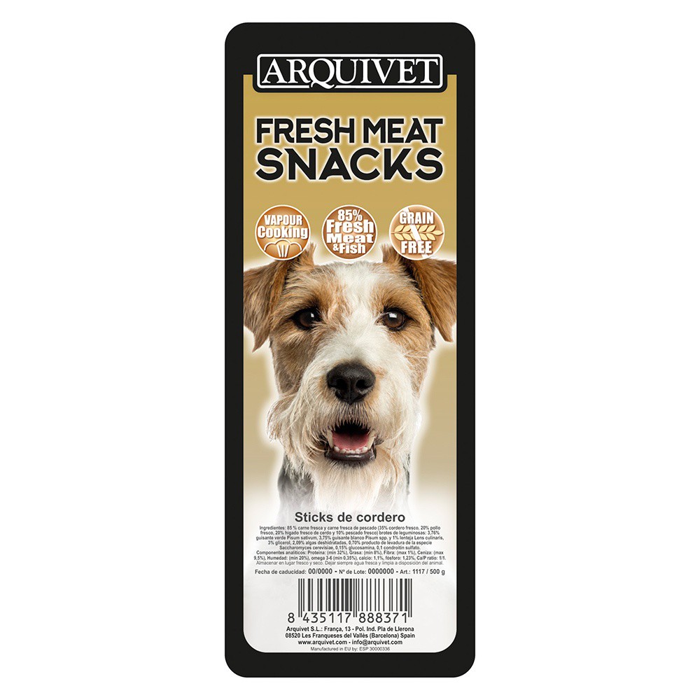 Barritas Fresh Meat Dog Arquivet Snacks " Sticks" para perros sabor Cordero, , large image number null