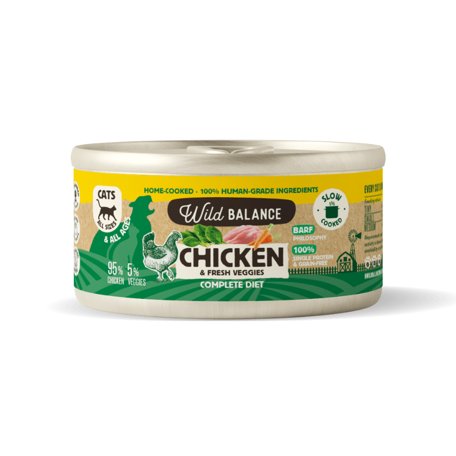 Lata de Pollo con verduras cocinada al vapor para gatos (120g)