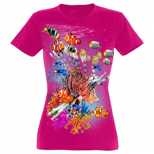 Camiseta Mujer Colores tropicales color FUCSIA, , large image number null