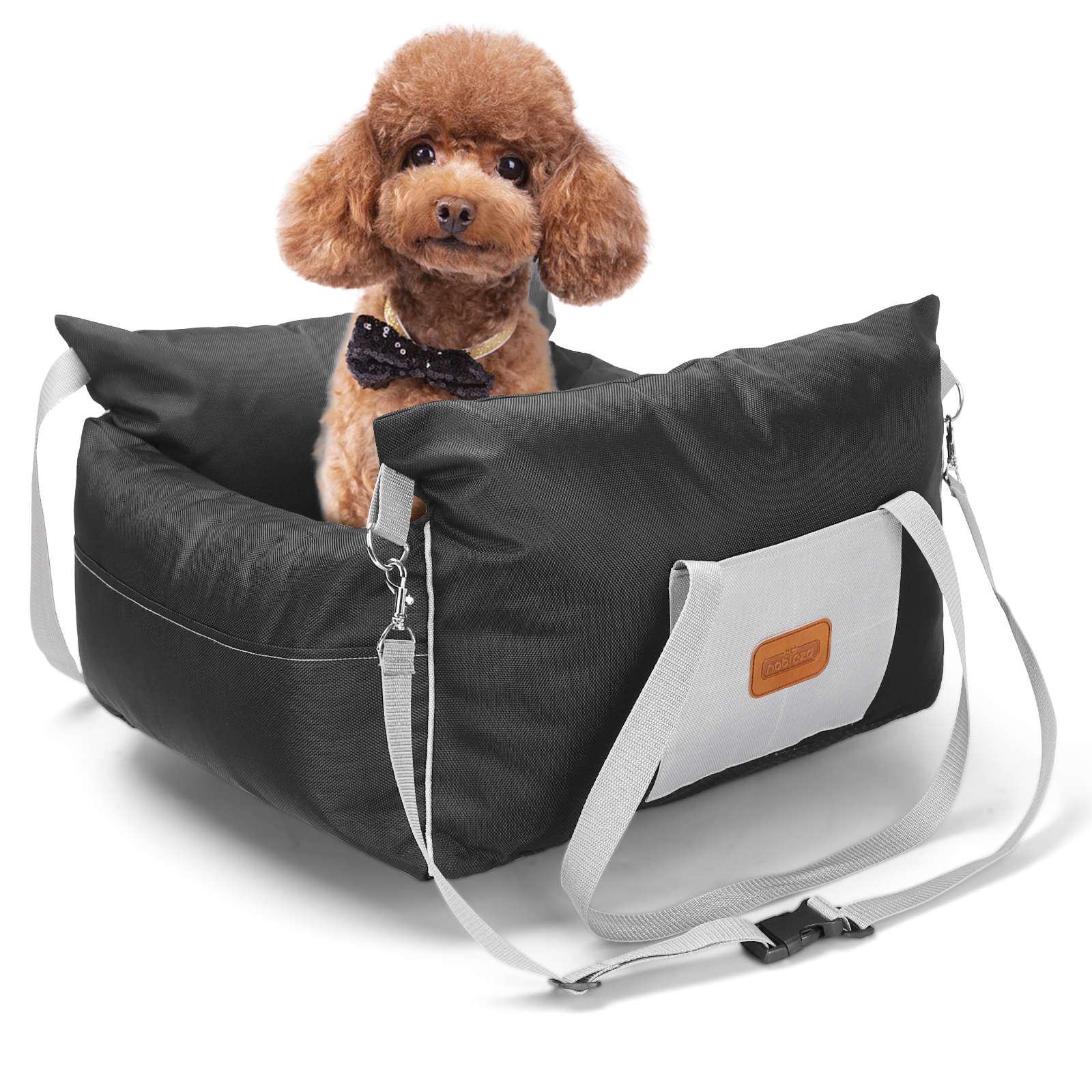 Nobleza Asiento de Coche para Perros Pequeños, Asiento Elevador para Perros con Bolsillos de Almacenamiento y Cojín Reversible, Cama de Viaje para