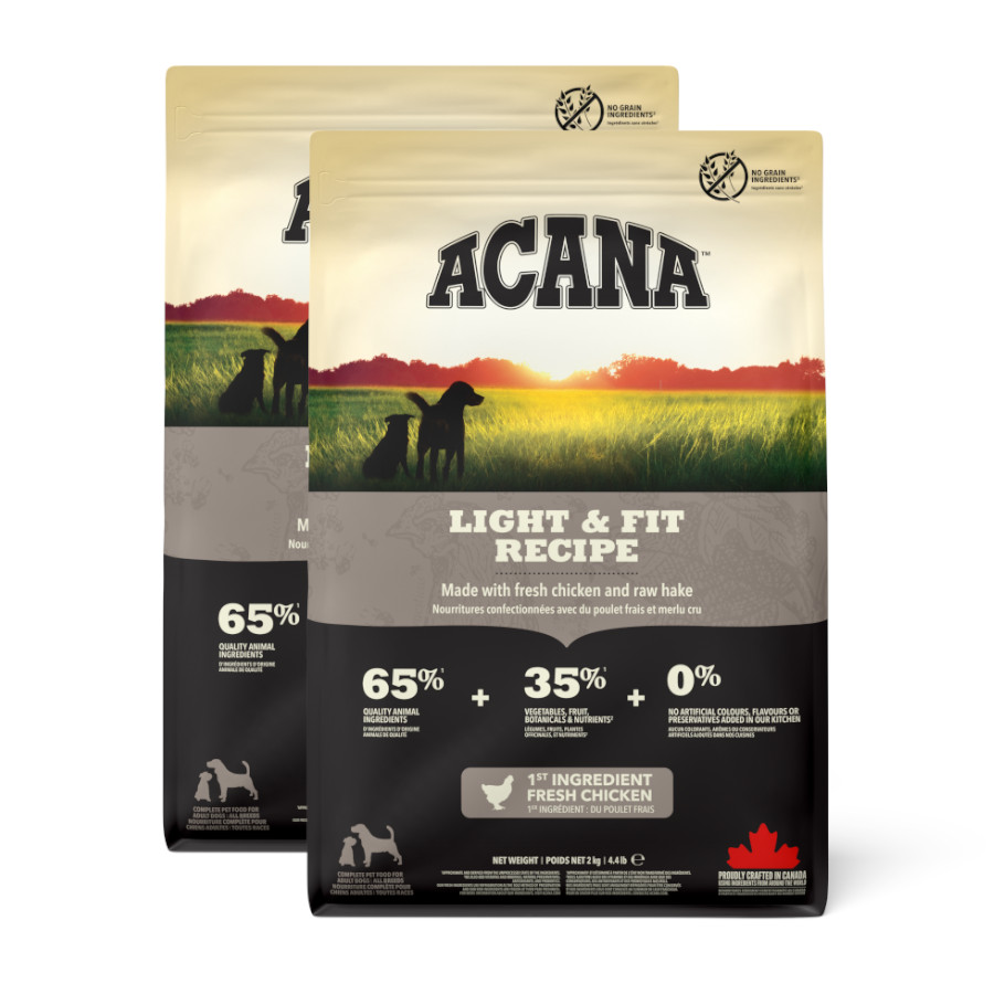 2 x 2 kg Acana Adult Light y Fit pienso para perros ¡Pack ahorro!