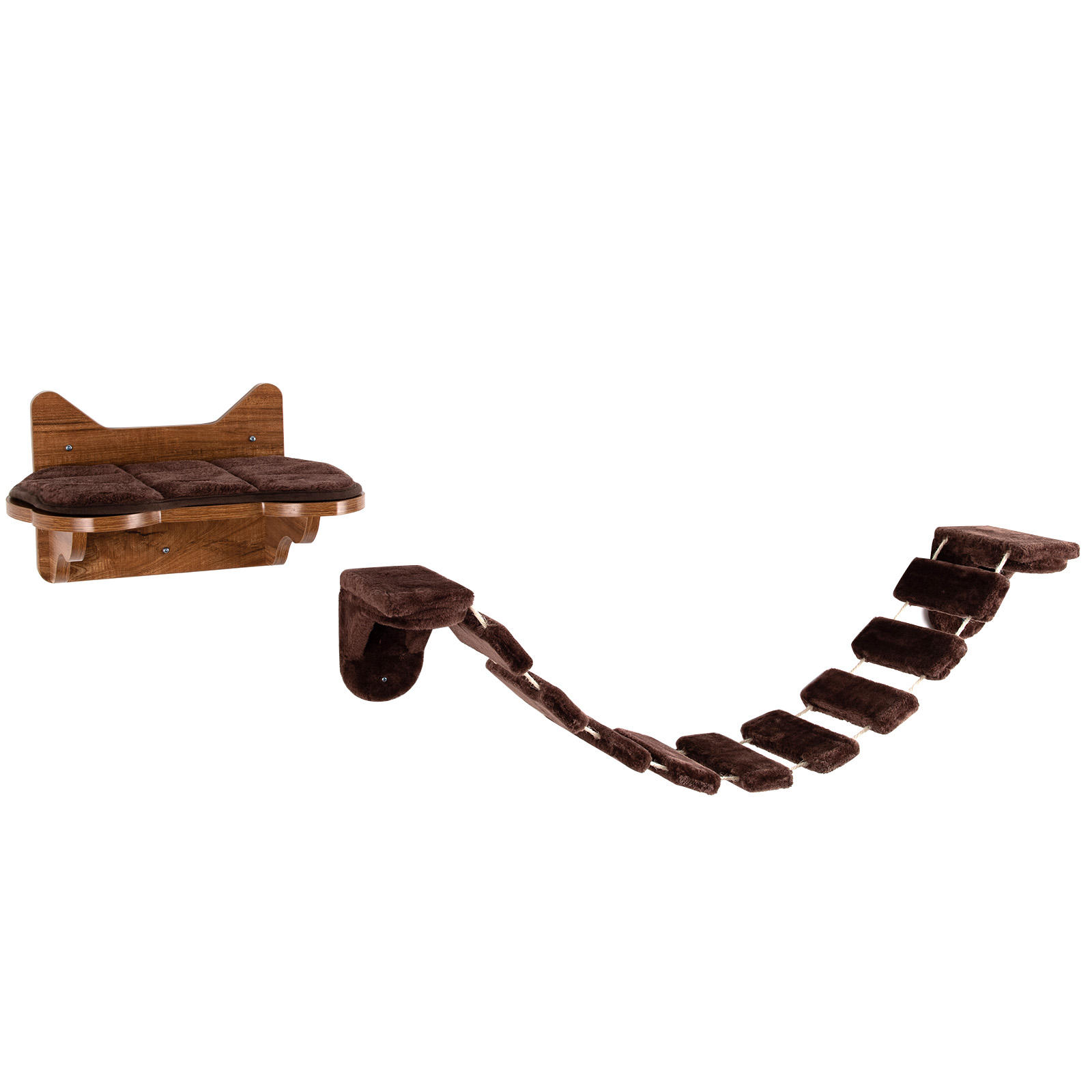 COSTWAY Escalera para Gatos Cama de Madera para Gatos Montada a la Pared Centro Actividad de Interior para Gatos