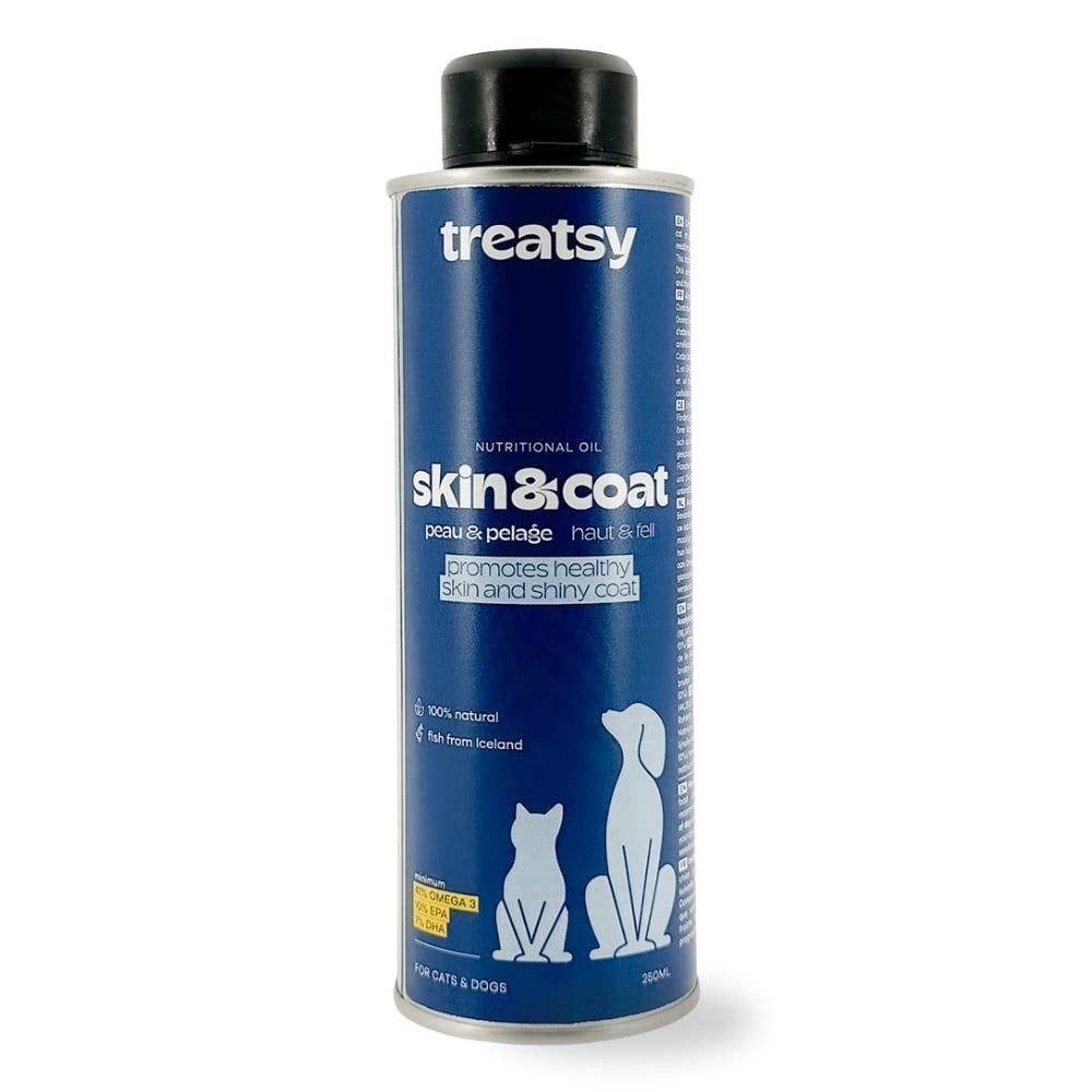 Treatsy Aceite Natural de Pescado Omega-3 – Piel & Pelaje para Perros y Gatos