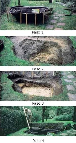 montaje estanque prefabricado polietileno jardin