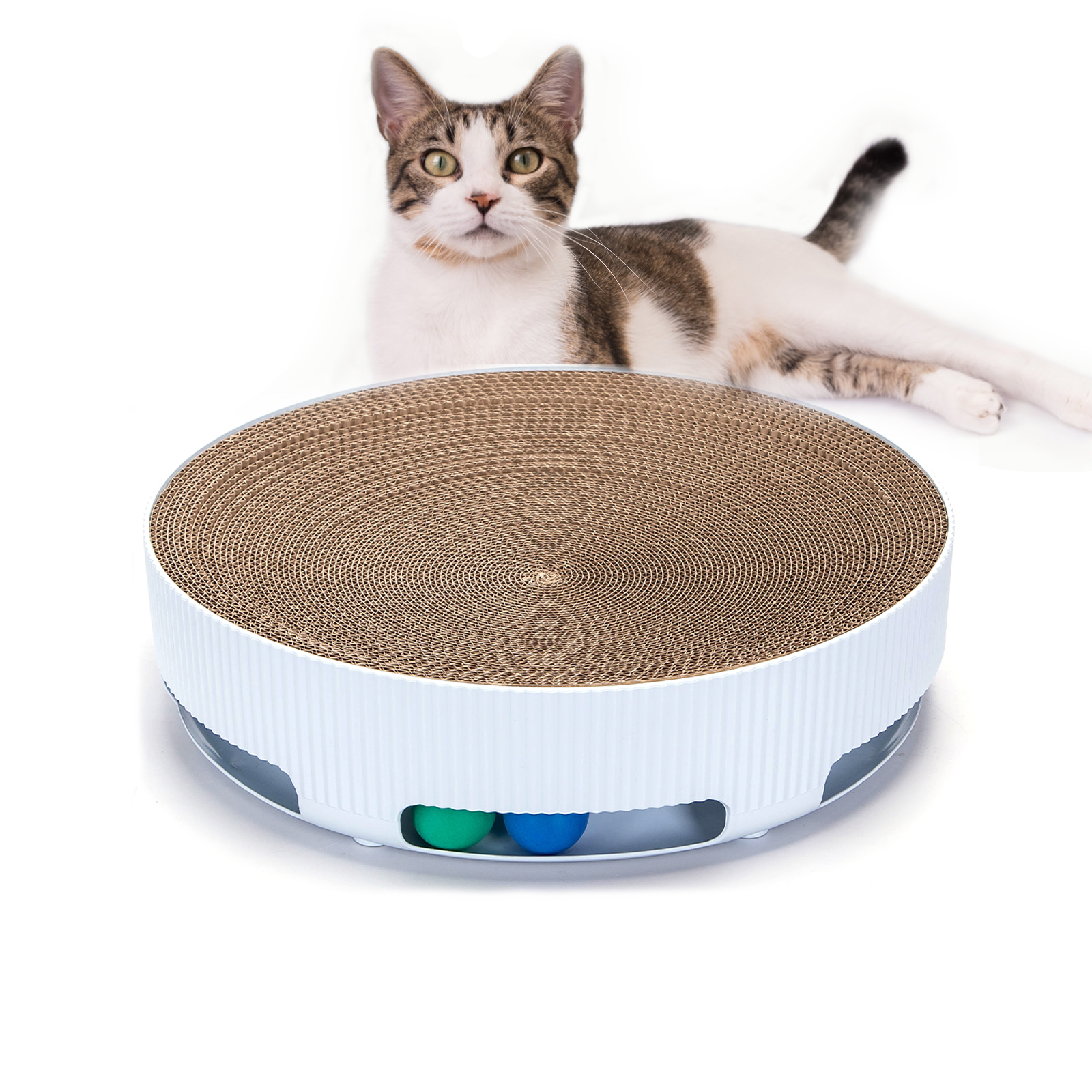 Nobleza Rascador Cartón para Gatos Tableros 2 en 1 con Hierba Gatera, Rascador de Cartón Corrugado, Rascador de Muebles, Disponible en Ambos