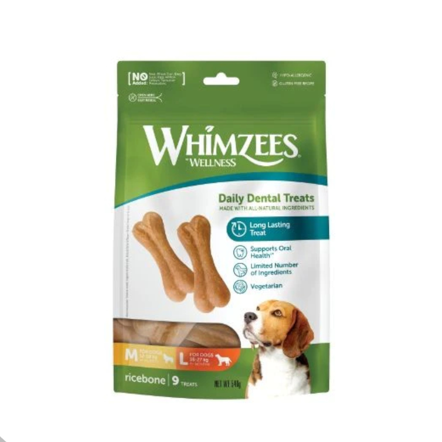 9 barritas Whimzees Snacks Dentales en Forma de Hueso para perros