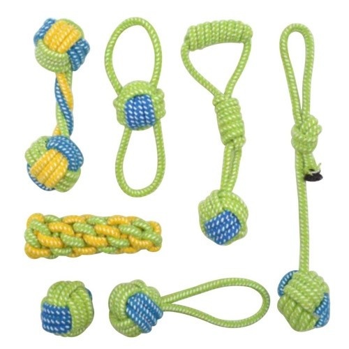 Set juguetes de cuerda para perro color Verde