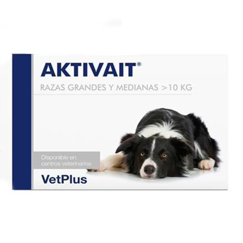 60 comprimidos VetPlus Aktivait Senior Vitaminas que Combaten el Envejecimiento Cerebral en perros de razas medianas y grandes