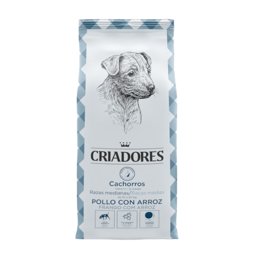 Criadores Pollo y Arroz pienso para cachorros de razas medianas