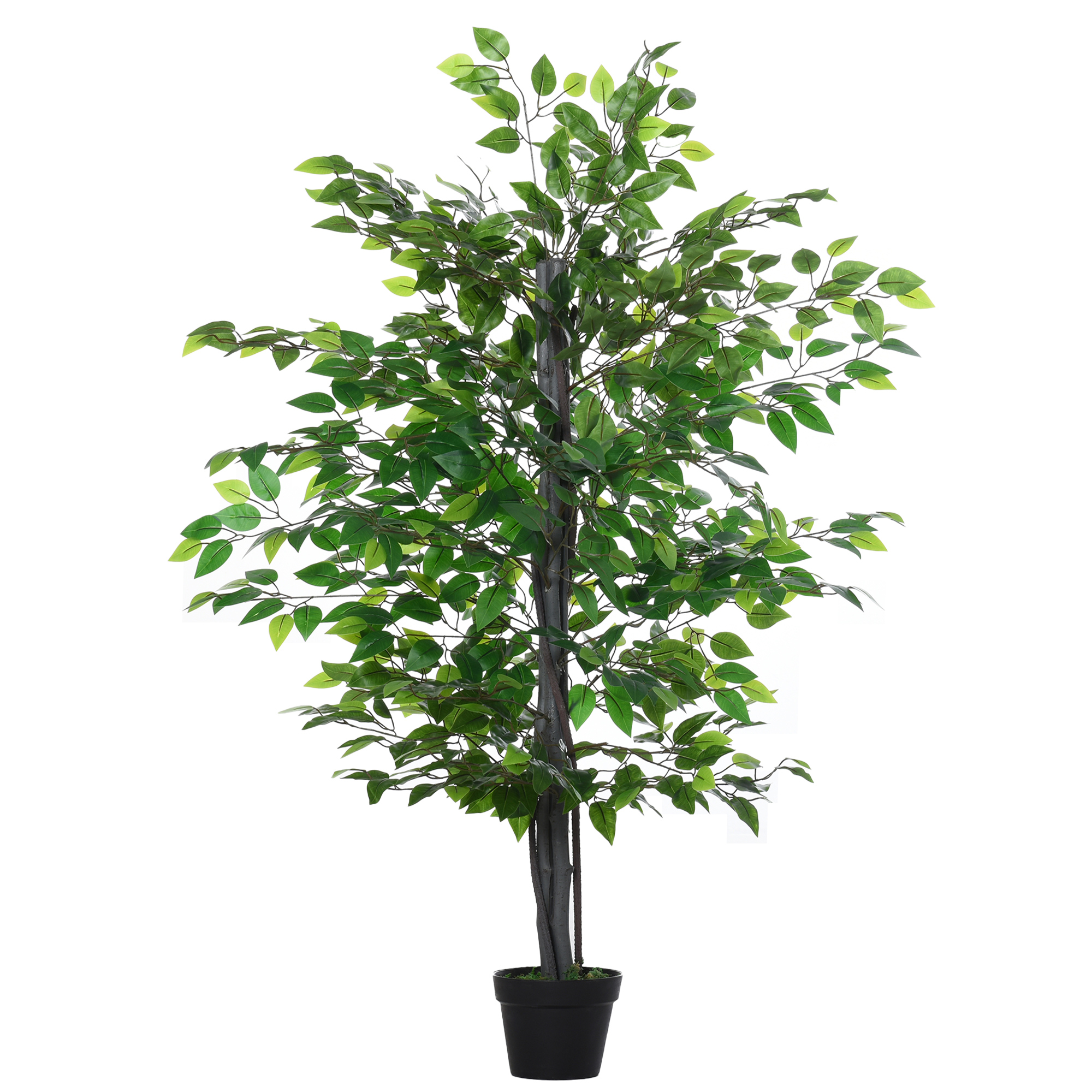 Outsunny Árbol de Ficus Artificial de 145 cm de Altura 756 Hojas con Maceta para Decoración de Hogar Interiores y Exteriores Verde