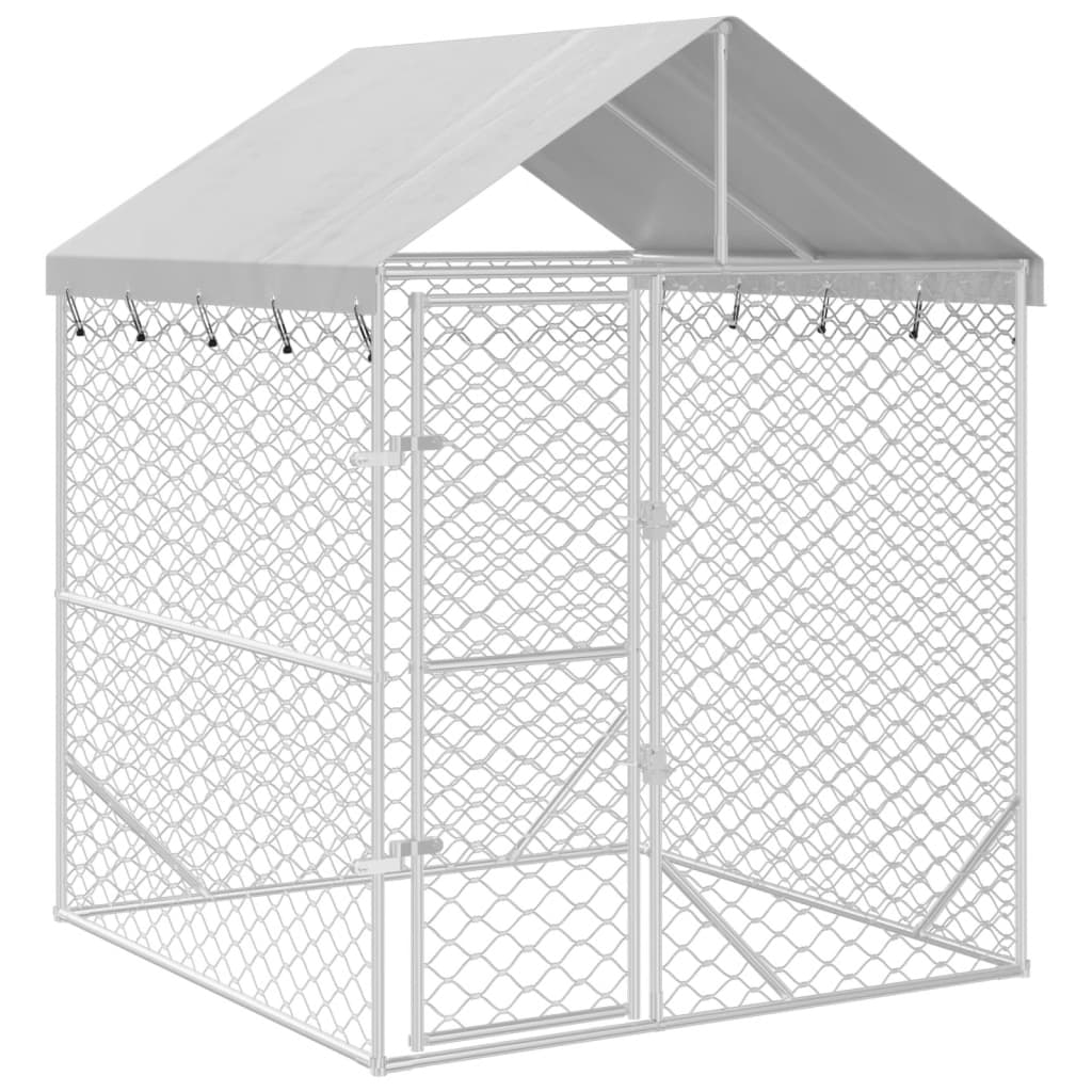 vidaXL Perrera de exterior con techo acero galvanizado plata 10x2x2,5m
