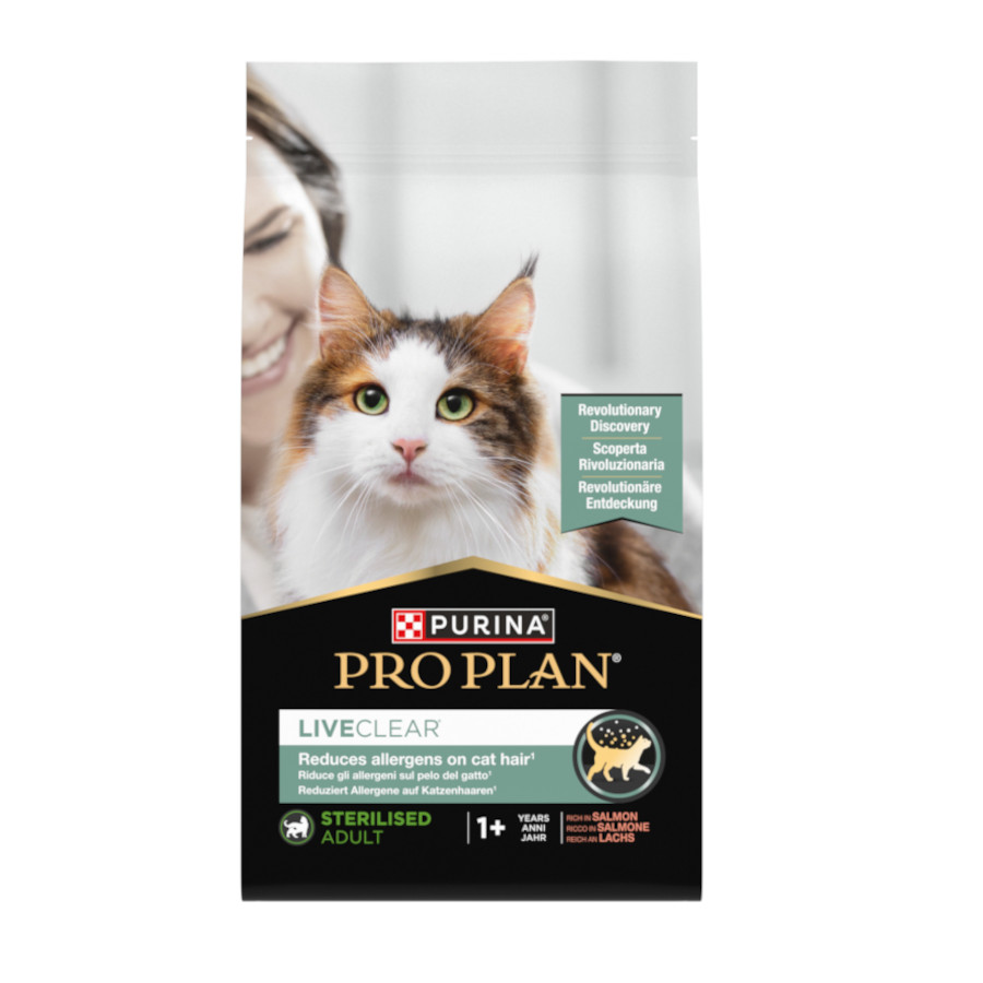 1.4 kg Pro Plan LiveClear Sterilised Adult Salmón pienso para gatos