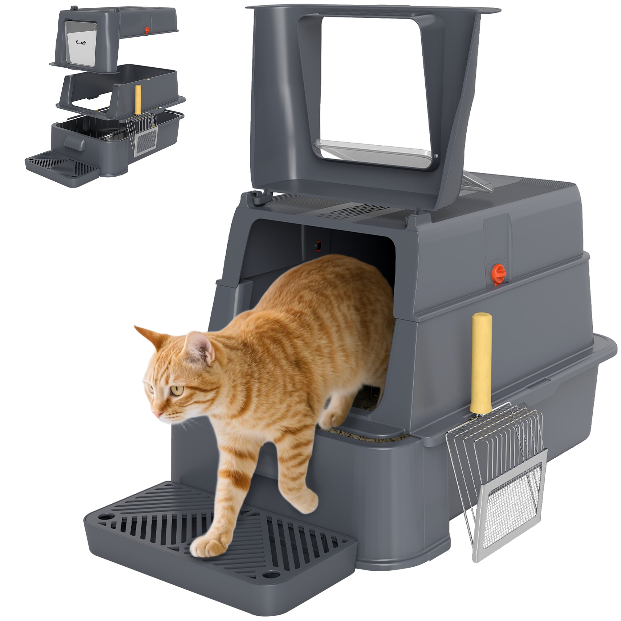 PawHut Arenero para Gatos Gris Oscuro