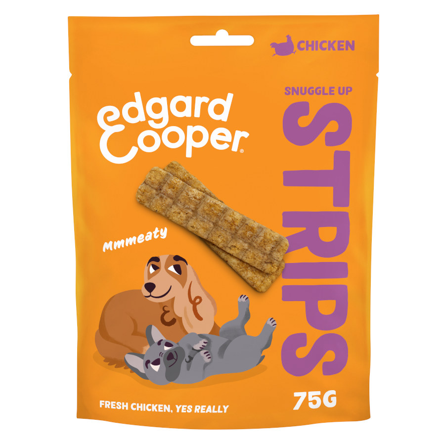 2 bolsitas x 75 g Edgard & Cooper Tiras de Pollo snack para perros ¡Pack ahorro!