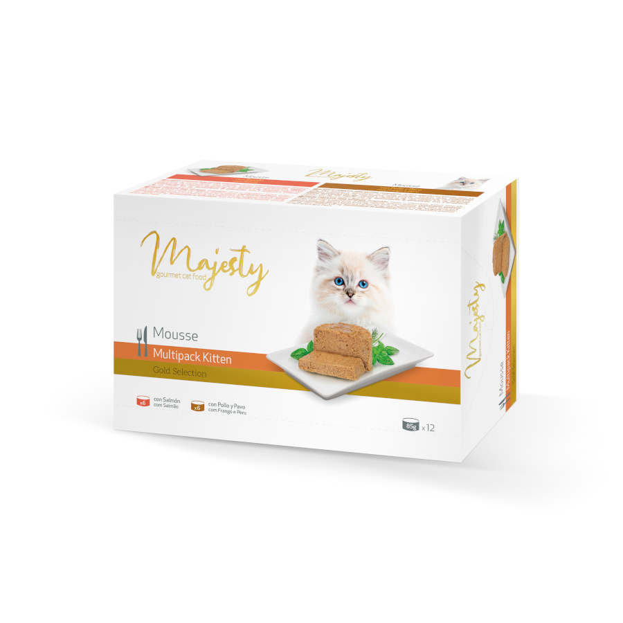 12 latas x 85 g Majesty Kitten Gold Selection Mousse lata