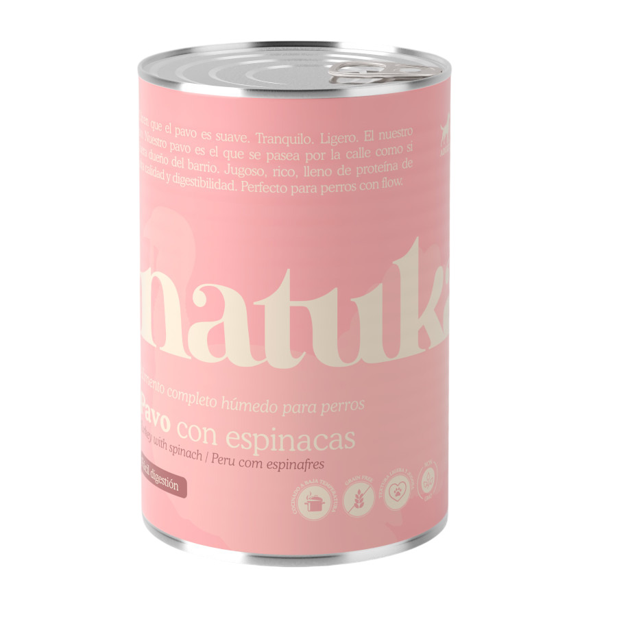 Natuka Comida Húmeda Lata Pavo y Espinacas para perros