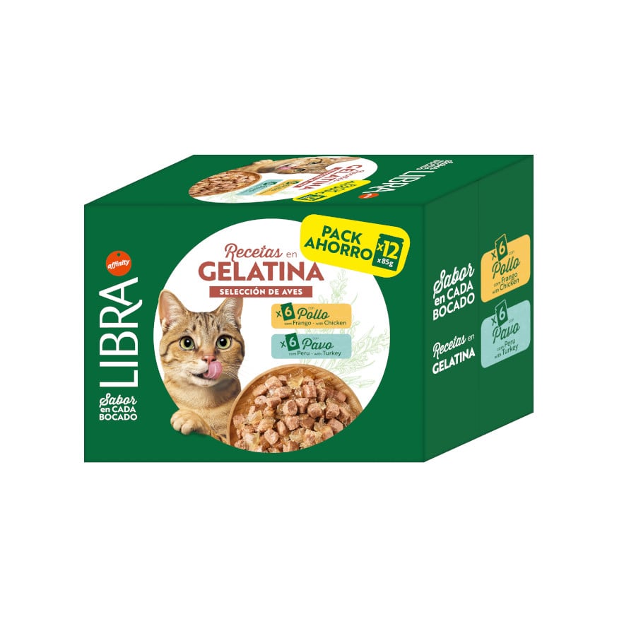 12 sobres x 85 g Libra Pollo y Pavo Gelatina para gatos