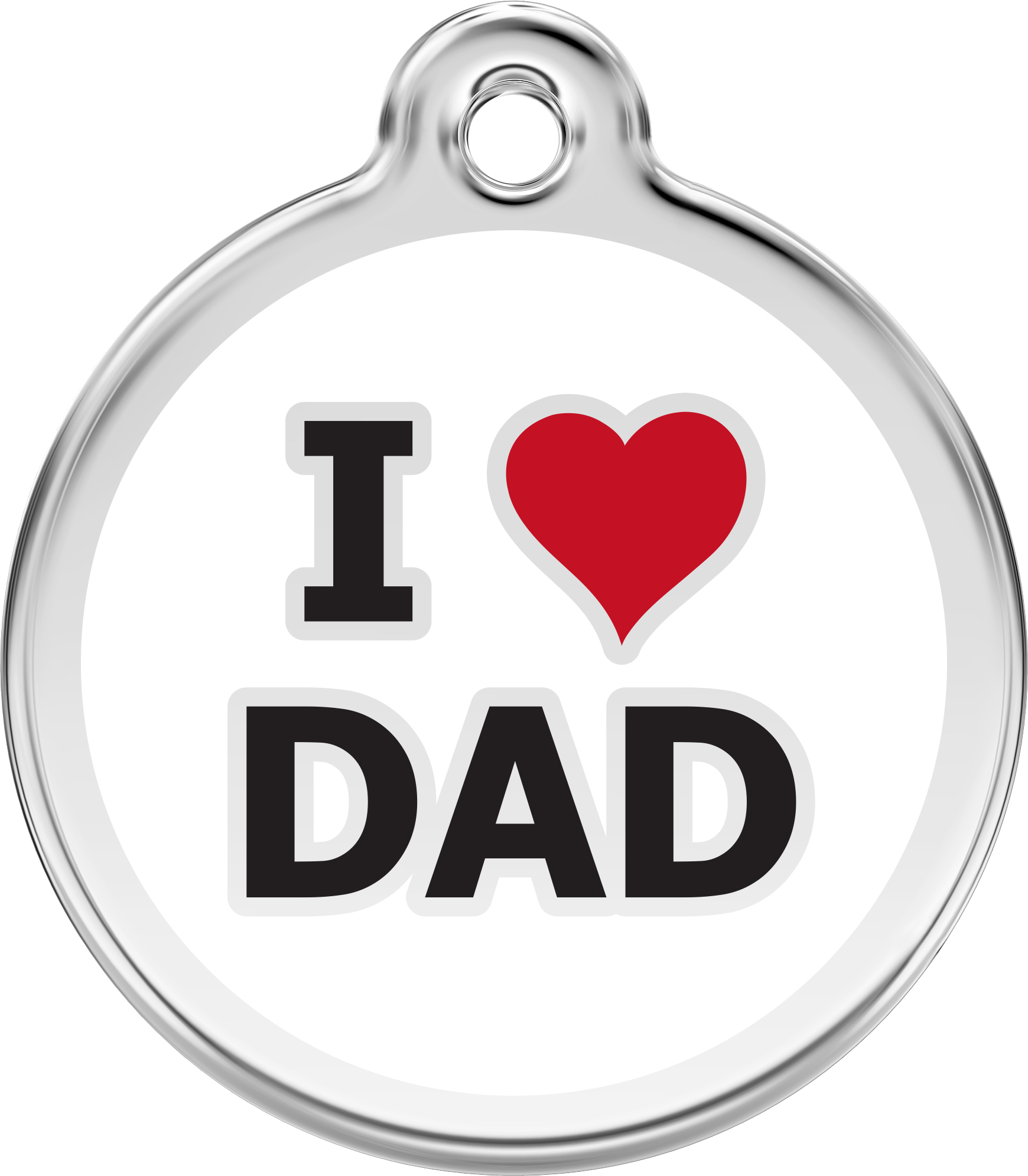 Placa identificativa Acero Inoxidable I love Dad Blanco para perros