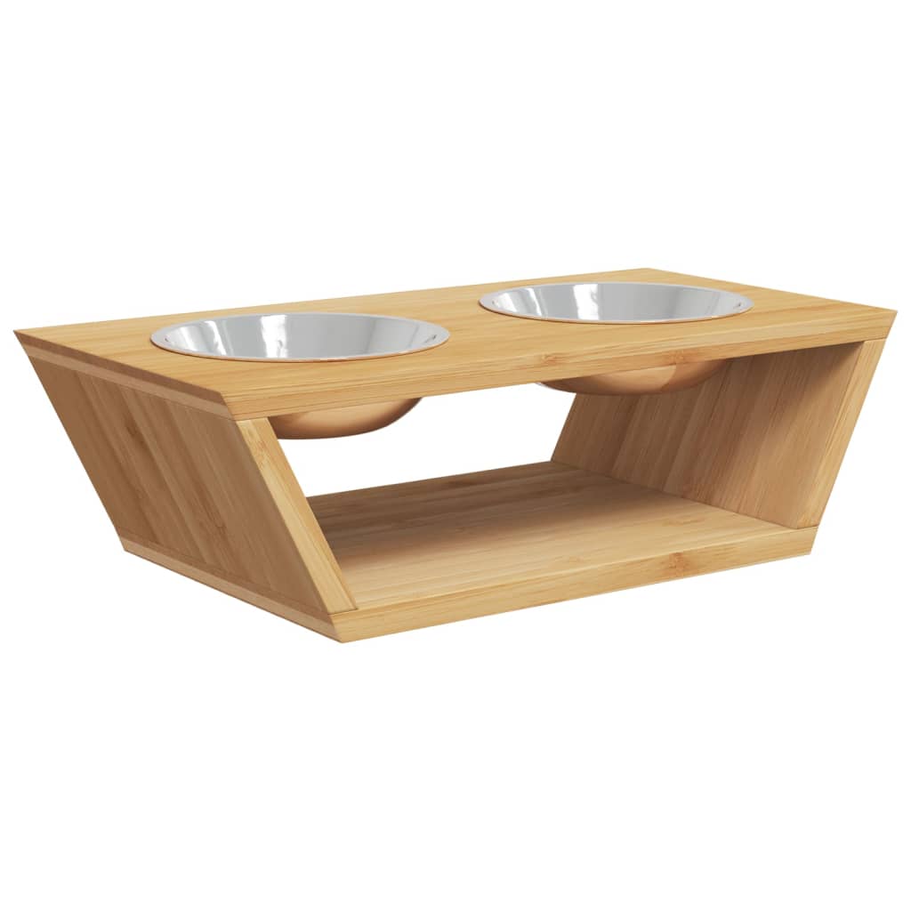 vidaXL Comederos altos para perros bambú 35,5x18x10,5 cm