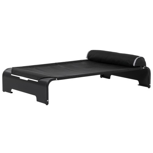 Cama Elevada para Mascotas Perros Gatos Tela Transpirable con Almohada Extraíble Exterior Interior Jardín Terraza 122x72x30 cm Negro