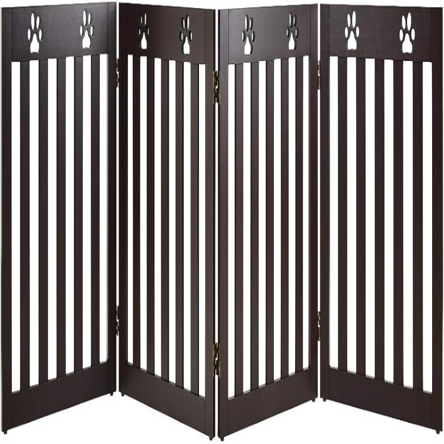 COSTWAY Barrera de Seguridad Plegable para Perros Mascotas Valla Protección para Habitación Puerta Escalera (Marrón, 4 paneles)