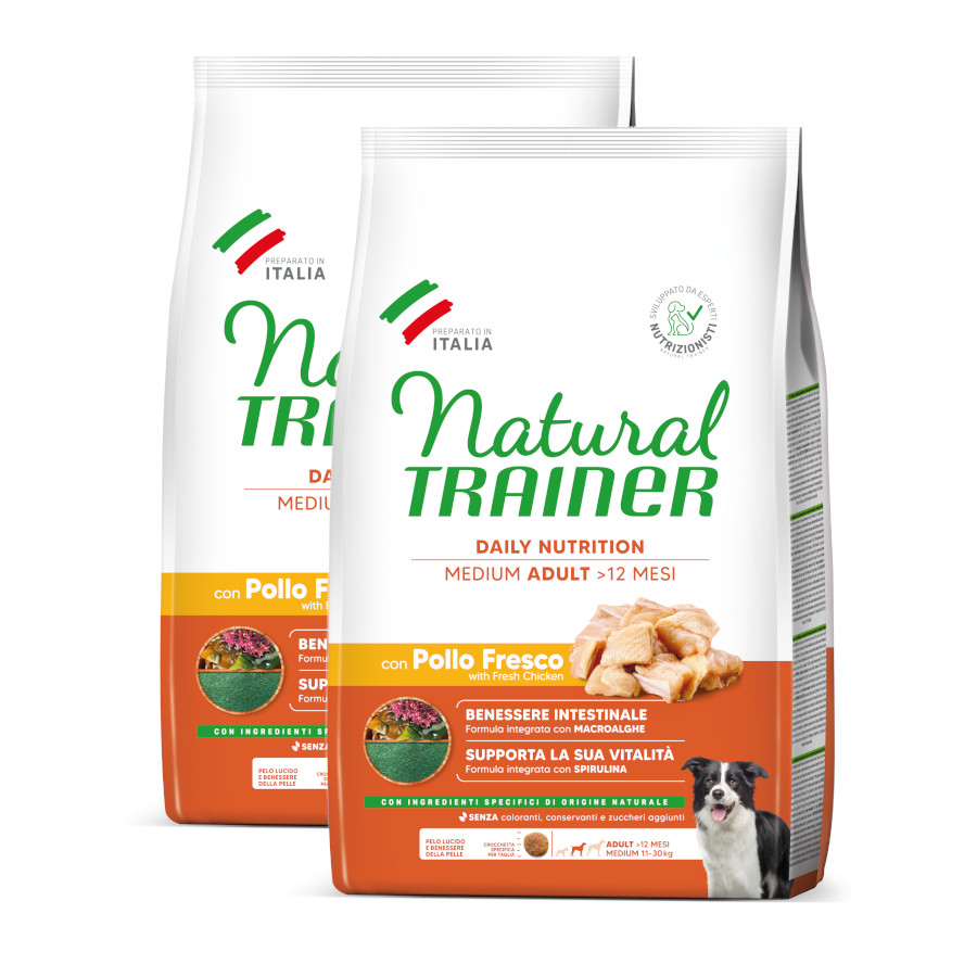 2 x 12 kg Natural Trainer Adult Medium Pollo pienso para perros ¡Pack ahorro!