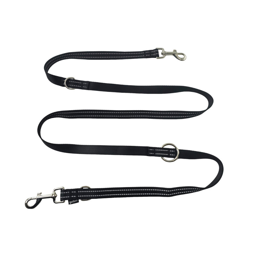 Gotoo Correa multiposición de nylon negra para perros