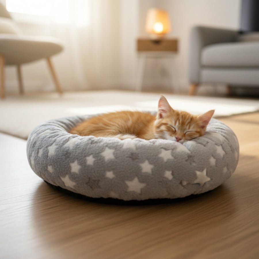Leeby Cama Donut Estrella Gris para gatos