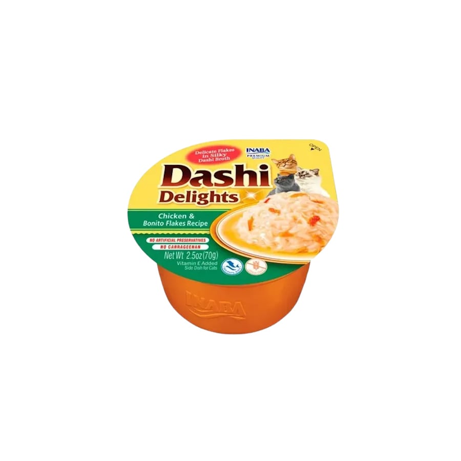 70 g Dashi Delights Snack Cremoso Pollo y Copos de Bonito tarrina para gatos
