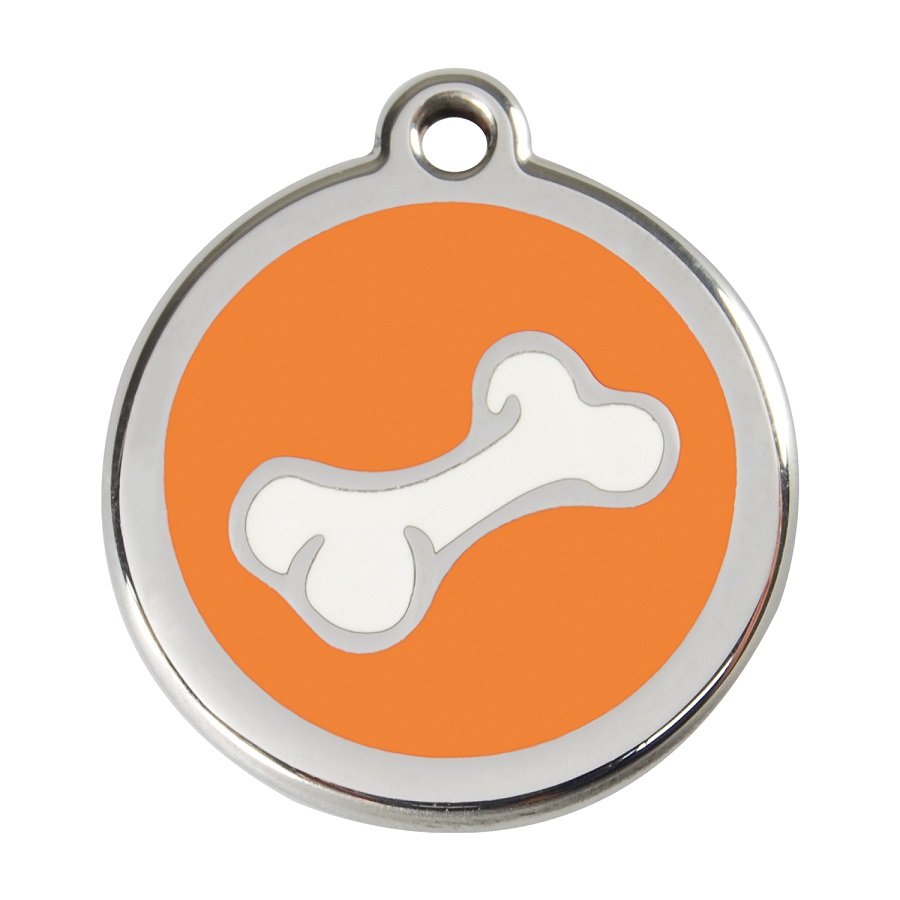 Placa identificativa Acero Inoxidable Esmalte Comic Hueso Naranja para perros