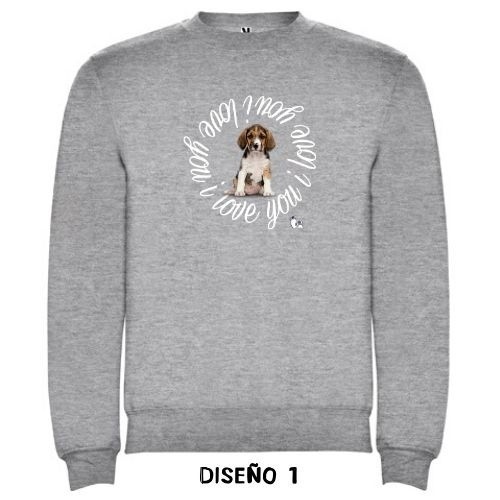 Sudadera con círculo ¨I love you¨ personalizable color Gris, , large image number null