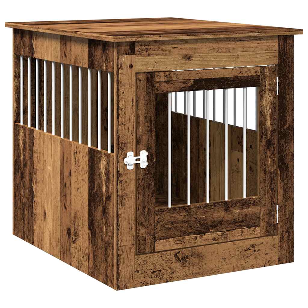 vidaXL Jaula para perros madera de ingeniería madera vieja 45x62x59 cm
