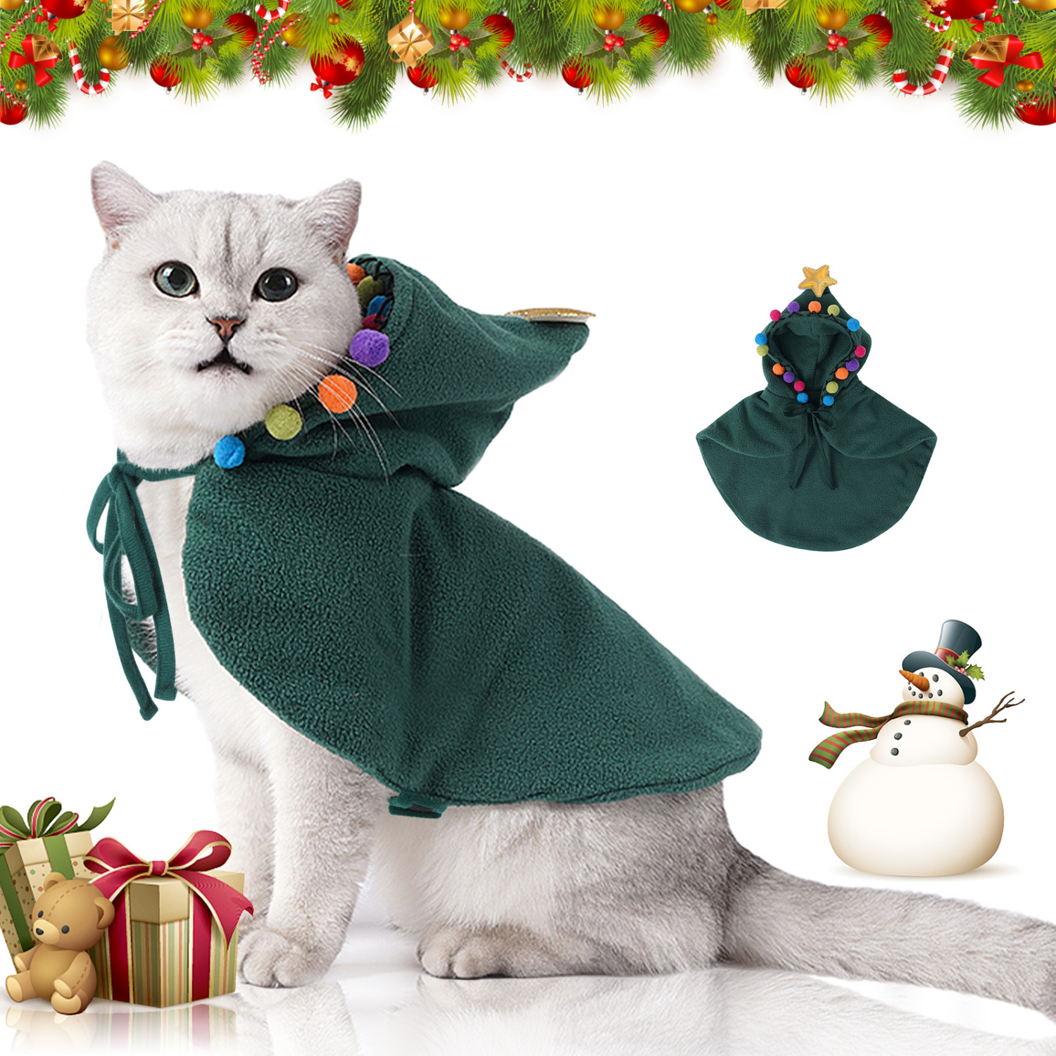 Nobleza Disfraz Gato de Navidad, Navidad Ropa para Perros Pequeño, Traje de árbol de Navidad Ajustable para Cachorro Gatito Gatos Pequeños Perros