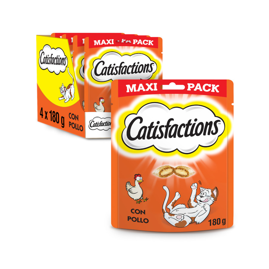 4 bolsitas x 180 g Catisfactions Premios de Pollo para Gatos ¡Pack ahorro!