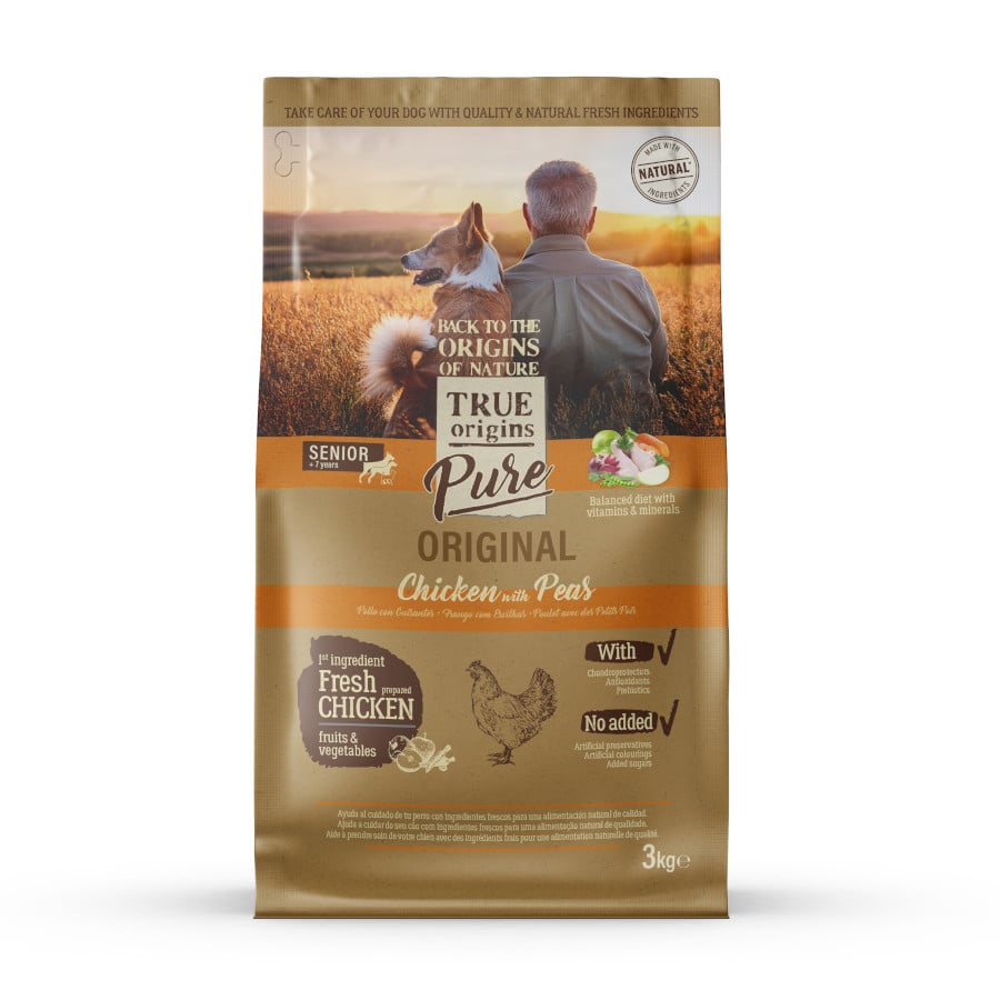 3 kg True Origins Pure Senior Pollo con Guisantes pienso para perros