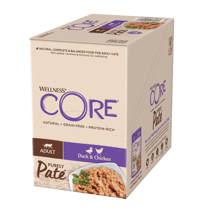 Sobres X 85 G Wellness Core Adult Purely Pato Y Pollo En Paté Sobre Para Gatos ¡pack Ahorro!