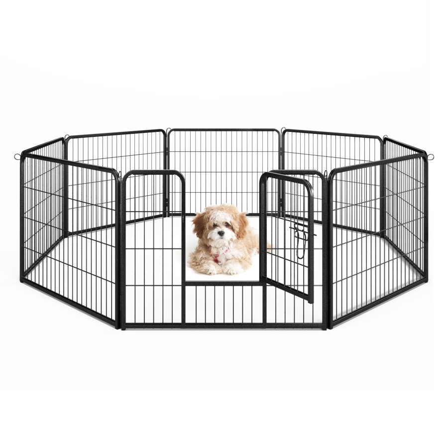 COSTWAY Parque para Perros con 8 Paneles, Parque de Metal Plegable con Puerta para Perros, Conejos, Gatos y Otras Mascotas, Valla para Perros para